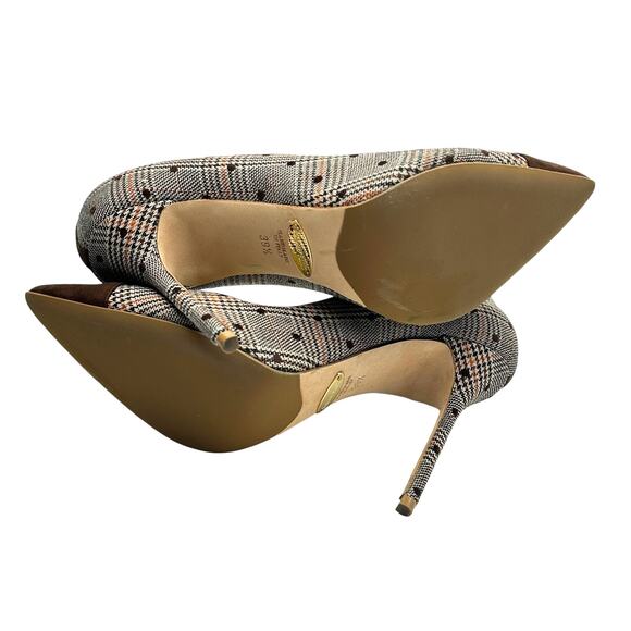 Sarah Flint Perfect Pump 100 Espresso Glen Check Plaid Suede Heels 39.5 (8.5 US) - Picture 9 of 9